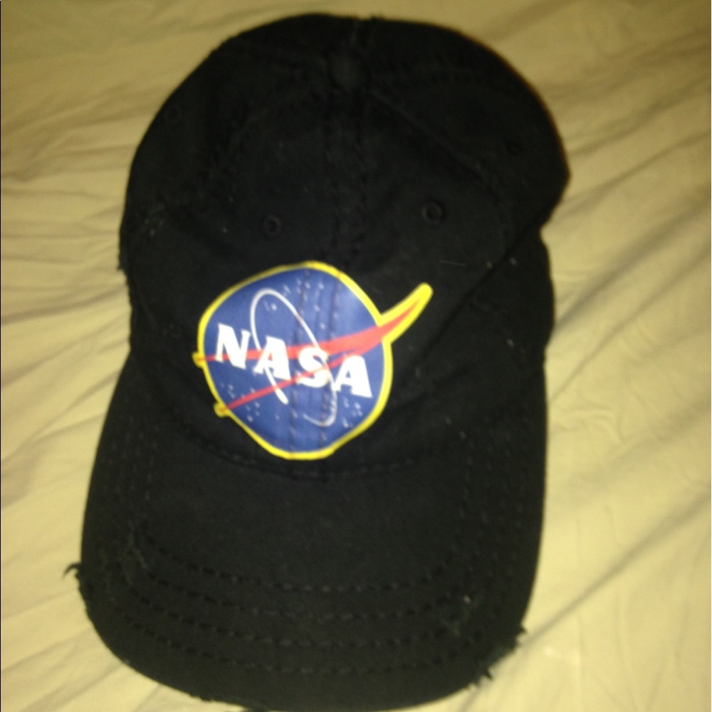 Black Distressed NASA Cap